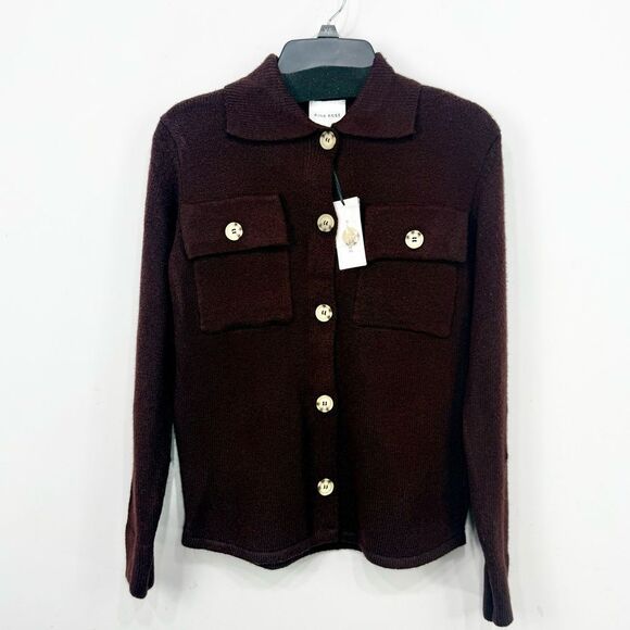 Pink Rose Decadent Chocolate Shirt Style Button Up Cardigan Sweater NEW - Picture 2 of 16